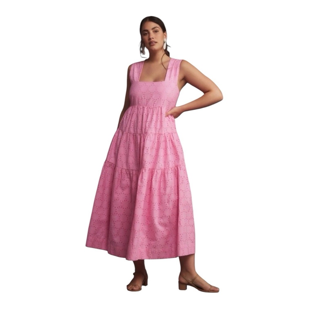 New Anthropologie Helena Dress Women's XL P Eyelet Tiered Midi Sundress MSRP 178